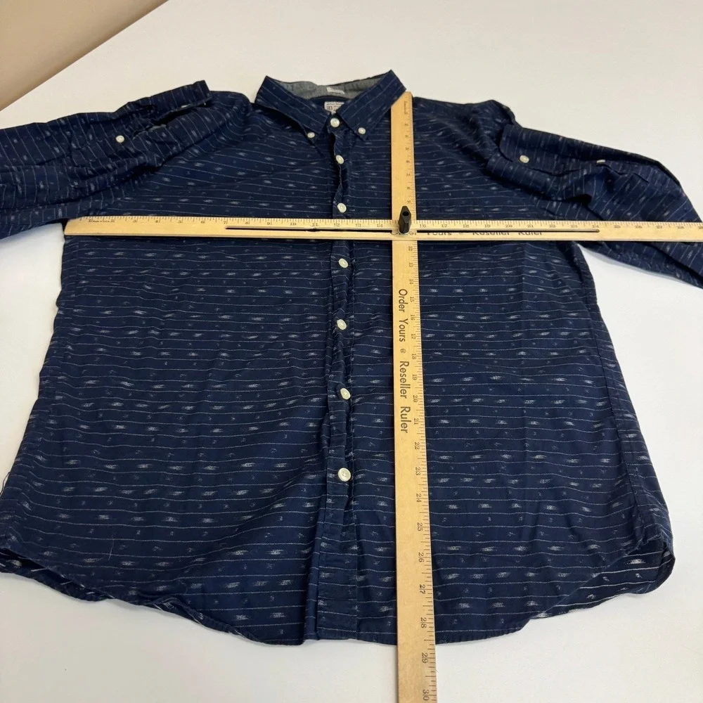J Crew Shirt Mens XL Blue Ikat Stripe Slim‎ Fit Casual Long Sleeve Button Down